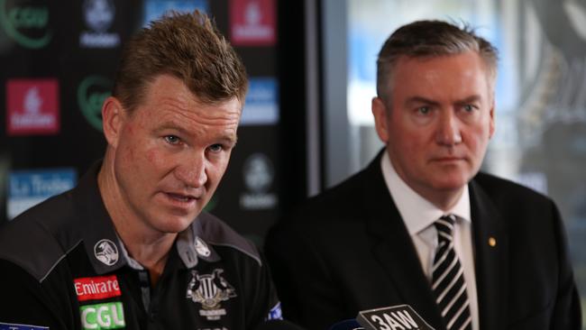 Nathan Buckley with President Eddie McGuire. Pic: Michael Klein