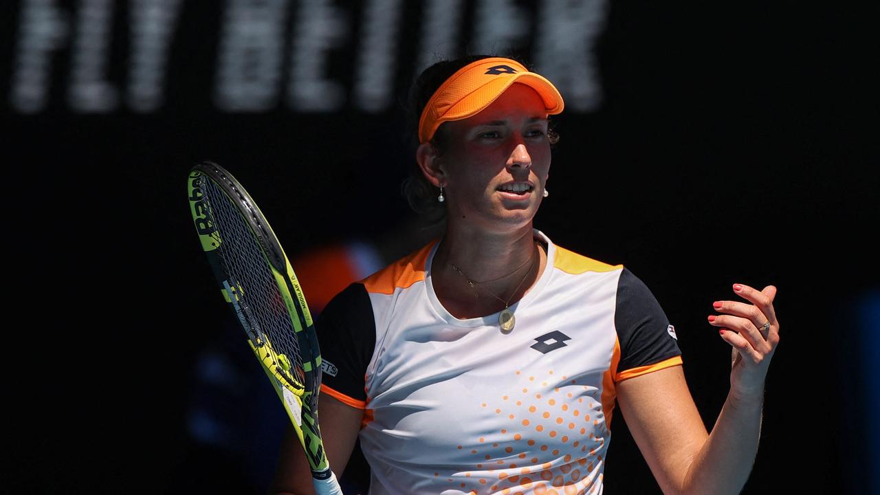 Elise Mertens came back to win the first set. Picture: AFP