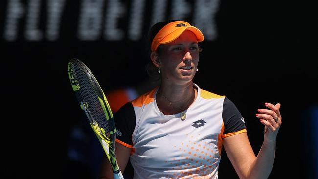 Elise Mertens came back to win the first set. Picture: AFP