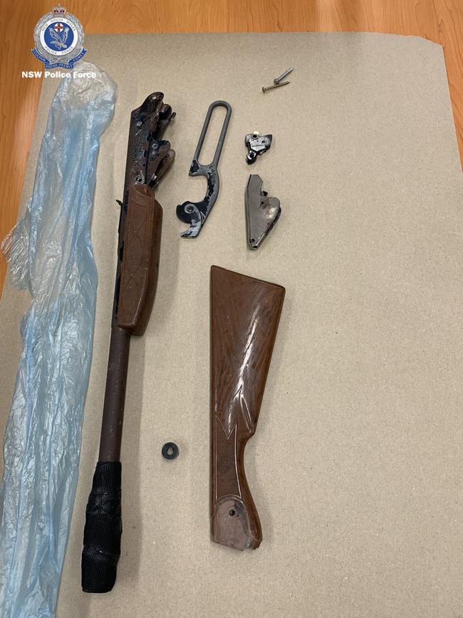 A dismantled rifle located at Bulli. Picture: NSW Police