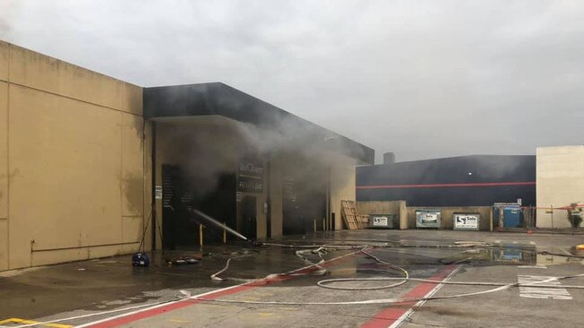 Firefighters were called to a blaze at the AutoBarn store on Greenway Drive in Tweed Heads South on Saturday, October 24, 2020. Picture: contributed