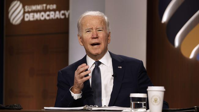 US President Joe Biden delivers opening remarks for the virtual Summit for Democracy in the South Court Auditorium, in Washington, DC. Picture: AFP