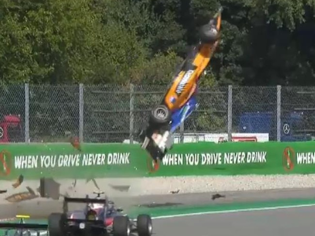 Australian Formula 3 driver Alex Peroni survived this spectacular crash. Credit: Fox Sports