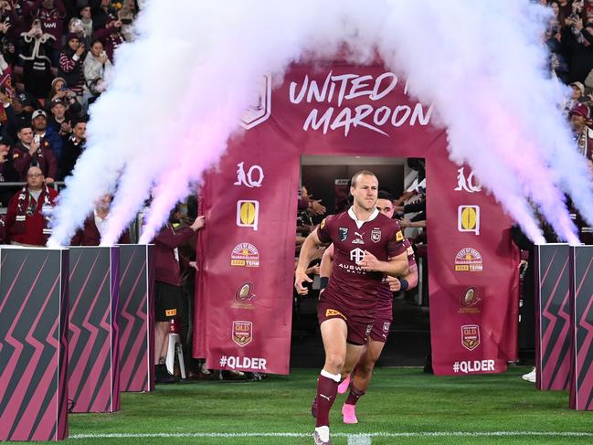 BRISBANE, AUSTRALIA - JUNE 21: Daly Cherry-Evans of the Maroons leads out his teammates during game two of the State of Origin series between the Queensland Maroons and the New South Wales Blues at Suncorp Stadium on June 21, 2023 in Brisbane, Australia. (Photo by Bradley Kanaris/Getty Images)