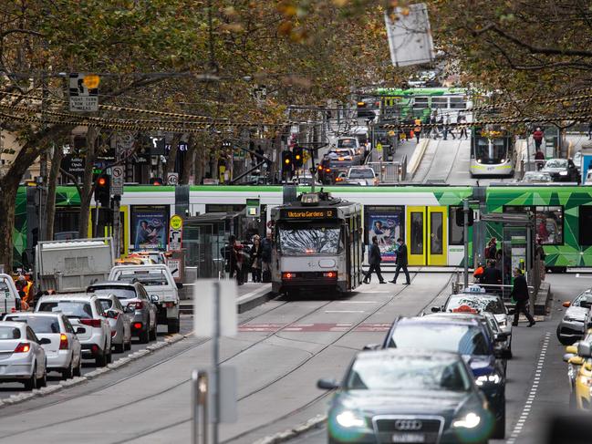 MELBOURNE, AUSTRALIA- NewsWire Photos MAY 27 2021:  Melbourne CBD foot and car traffic slightly down today ahead of Victoria's 7 day lockdown. Picture: NCA NewsWire / Sarah Matray