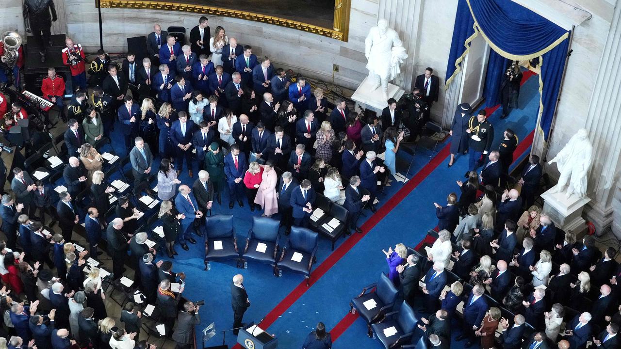 Melania Trump arrives for the inauguration of U.S. President-elect Donald Trump in the Rotunda at the U.S. Capitol.