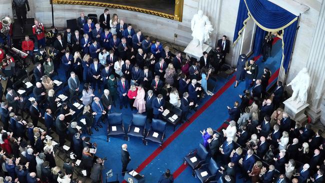 Melania Trump arrives for the inauguration of U.S. President-elect Donald Trump in the Rotunda at the U.S. Capitol.