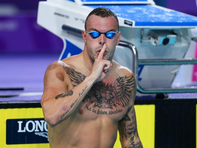 SMETHWICK, ENGLAND - AUGUST 01: Kyle Chalmers of Team Australia celebrates after winning gold in the Men's 100m Freestyle Final on day four of the Birmingham 2022 Commonwealth Games at Sandwell Aquatics Centre on August 01, 2022 on the Smethwick, England. (Photo by Shaun Botterill/Getty Images)