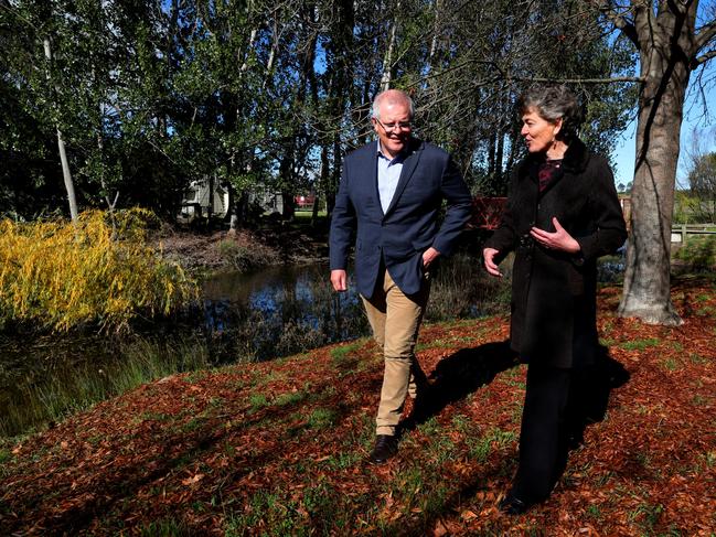 Prime Minister Scott Morrison with Eden-Monaro candidate Dr Fiona Kotvojs at Robyn RoweÃ¢â¬â¢s Chocolates in the electorate of Eden-Monaro in New South Wales. Picture: Adam Taylor/PMO