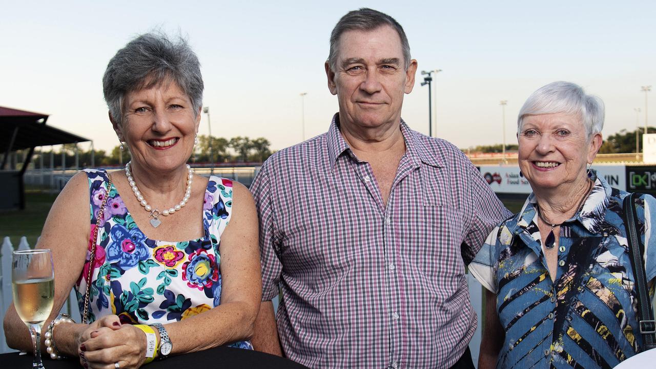 Julia and Grant Billsborrow and Joyce Atkins at the launch of the Darwin Cup Carnival at the Darwin Turf Club. Picture: Keri Megelus