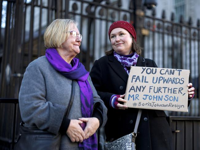 Protesters outside Downing Street. Picture: Getty Images