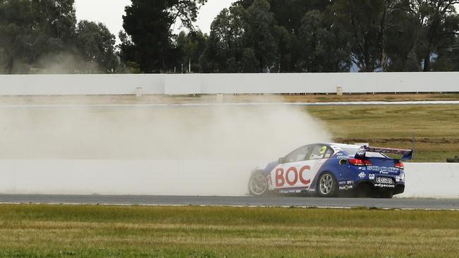 James Phelps spins off the track at Winton Raceway.