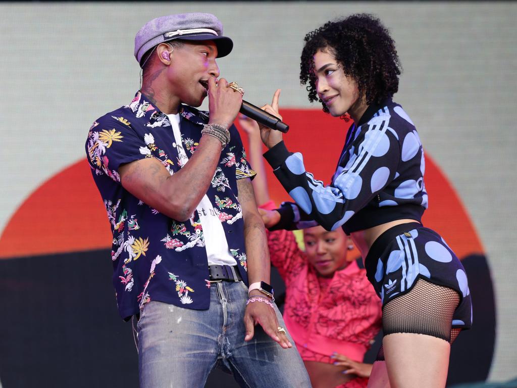 Pharrell Williams performing on The Pyramid Stage at the 2015 Glastonbury Festival. Picture: AAP