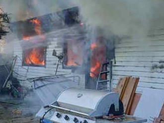 Rebekah Ward lost everything except the clothes on her back after her home on Bridges Street in Gwabegar which caught fire. The fire started after mice ate through wires in the roof. Her three sons were fortunately at football training at the time of the fire. Her neighbour Mark Adams (blue singlet)  and Jason (last name unknown) were able to kick the door in and rescue the family Pug called Little Miss and Lexie the cat. 