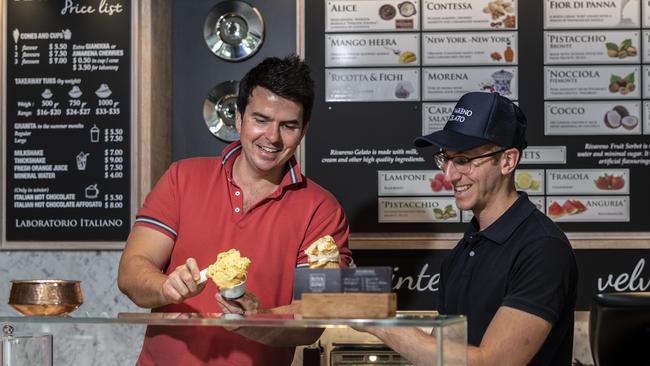 Rivareno owner Kieran Tosolini and Peter Kaos at Parramatta Square. Picture: Monique Harmer