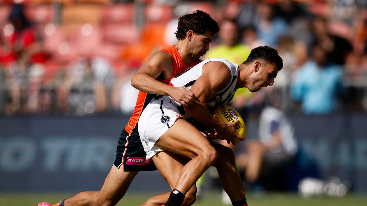 The fiery exchange came after Bedford went after Nick Daicos. (Photo by Dylan Burns/AFL Photos via Getty Images)