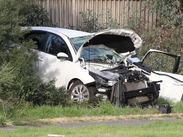 The wreckage of the crash in Thomastown. Picture: David Crosling