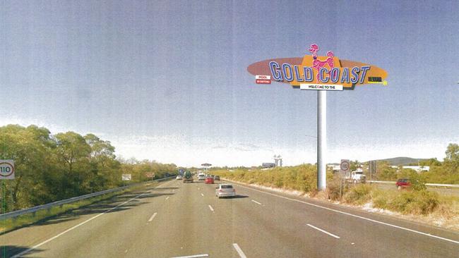 An artist's impression of one of the failed Gateway signs for the Gold Coast.