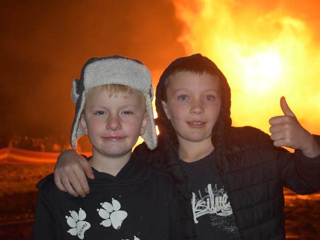 Young Oscar and Charlie Breen were both impressed by the huge fire at the 2021 Killarney Bonfire Night.