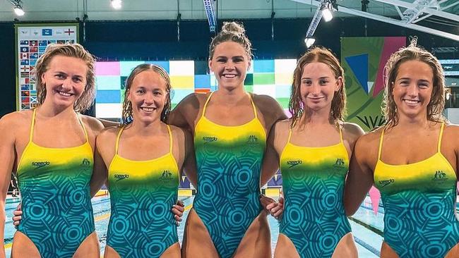 Shayna Jack Instagram image of Ariarne Titmus, Ella Ramsay, Shayna Jack, Mollie O'Callaghan and Jenna Forrester - Birmingham Commonwealth Games 2022