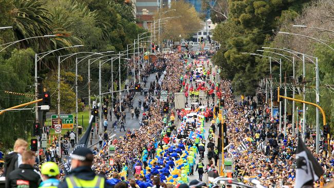 The construction schedule will avoid the AFL Grand Final parade. Picture: Mark Stewart