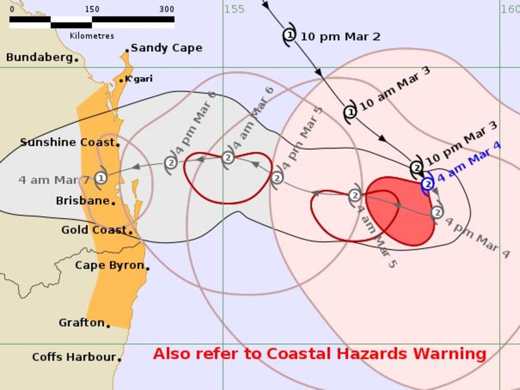 The 4am Bureau of Meteorology tracking map.