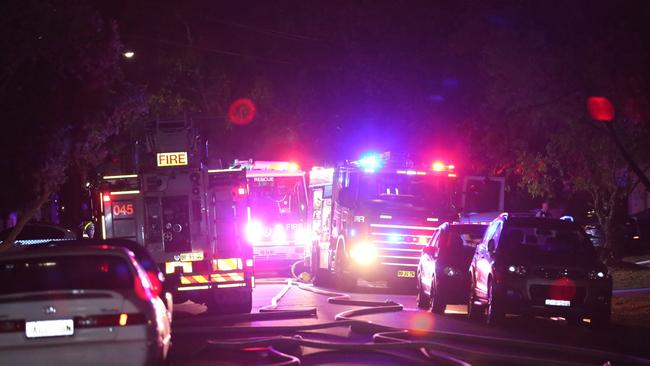 Fire trucks at the scene of the fatal fire in October 2017. Picture: Steve Tyson