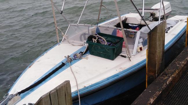 Boat belonging to Felicity Loveday, 83 and her 56-year-old son Adrian Menevau.