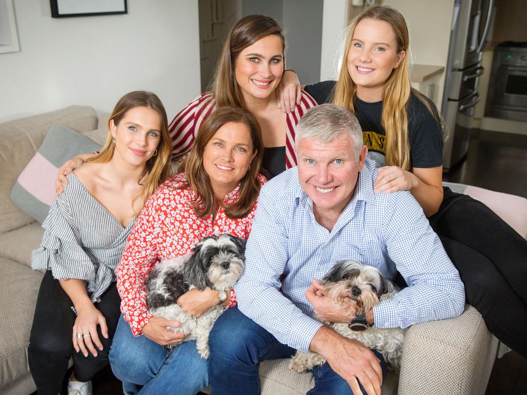 Danny Frawley with wife Anita and daughters (from left) Danielle, Chelsea and Keeley. Picture: Mark Stewart