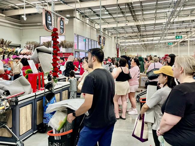 Chaos has broken out at a southeastern Melbourne suburb after a highly-anticipated discount store, Panda Mart, opened to the public on Thursday, resulting in the store shutting its doors to help control the crowd. Picture: Supplied