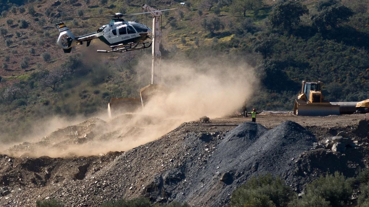 A helicopter of the Spanish Guardia Civil was used to transport explosives to the site. Picture: Jorge Guerrero