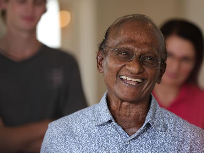 Maha Sinnathamby talks to media at Spring Mountain after the state governments announcement to double the first homeowners grant to $30k. Picture Lachie Millard