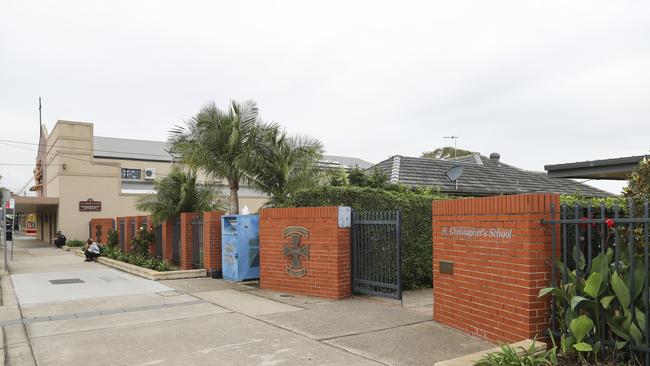 St Christopher's Catholic Primary in Panania was shut down after a contractor testing positive for COVID-19 over the weekend. Picture: Dylan Robinson.