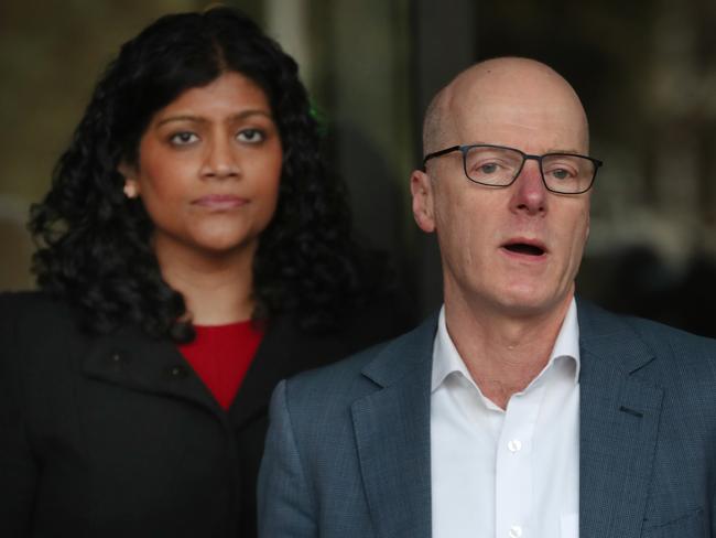 Greens Leader Samantha Ratnam and MP Tim Read at the Victorian parliament. Picture: David Crosling