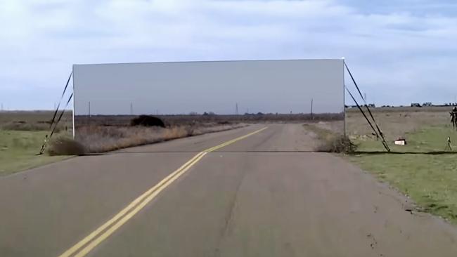 The fake road looked reasonably convincing. Picture: YouTube/Mark Rober