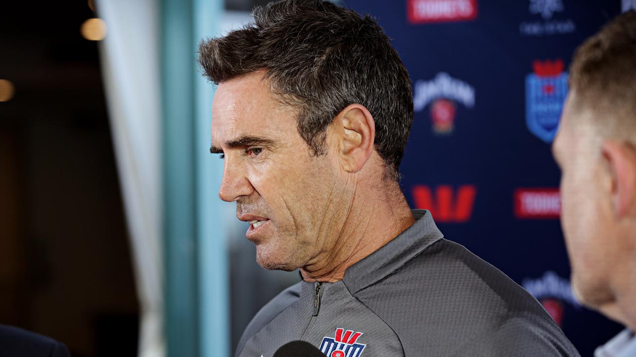 DAILY TELEGRAPH JUNE 13, 2023. NSW Blues origin coach Brad Fittler speaking at a press conference at Crown Plaza Coogee in camp before game two in Brisbane. Picture: Adam Yip