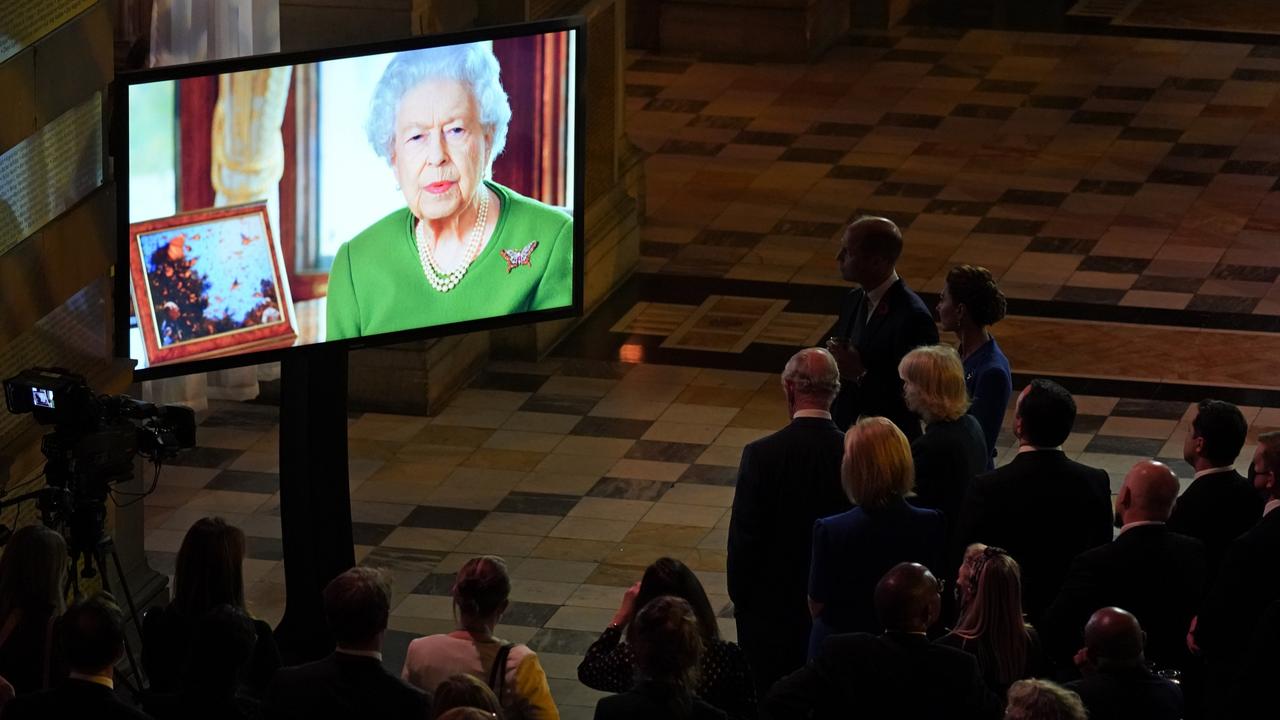 Queen Elizabeth appeared via video at the COP26 climate summit. Picture: Alberto Pezzali