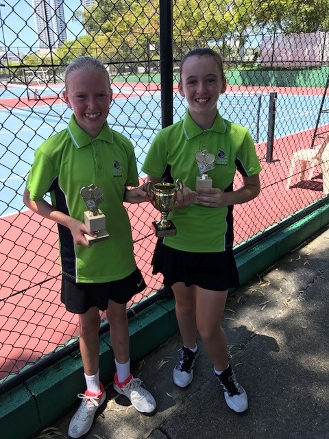 Tennis Gold Coast Inter-School Tennis Challenge. Primary Girls - Coomera Rivers State School: Indyanna Stevens &amp; Scarlett Smeltz. Picture: SUPPLIED