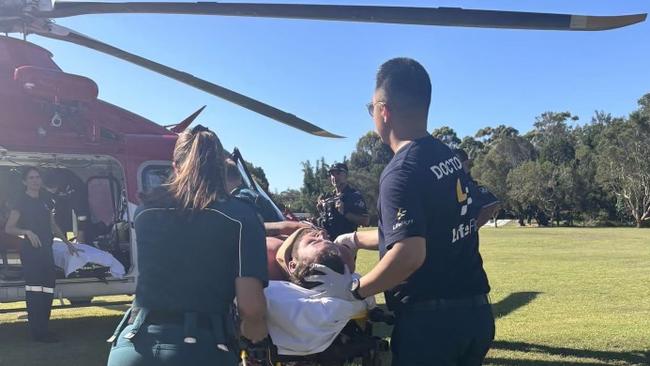 Mr Brown was brought to Amity Point at Stradbroke Island where he was met by paramedics and soon after a rescue helicopter.