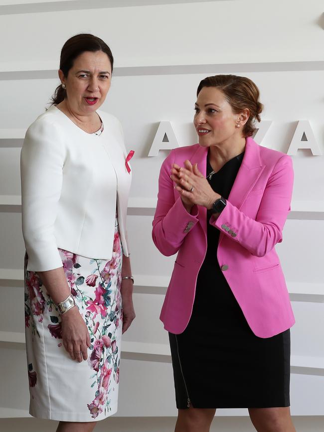 Premier Annastacia Palaszczuk and then-deputy Trad tour Queensland Museum’s Anzac Legacy Gallery in 2018. Picture: Liam Kidston