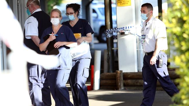 A quarantine facility has been set up under strict security at the Tudor Inn at Hamilton. Picture: Peter Lorimer.