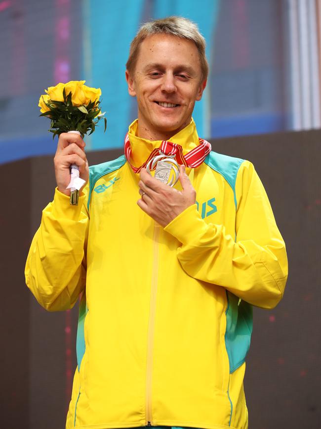 Jared Tallent is all smiles in Doha. Picture: Christian Petersen/Getty Images