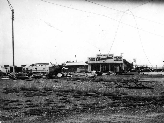 Cyclone Tracy caused major destruction to Darwin. A site close to the middle of Darwin pictured after Cyclone Tracy. The site is now occupied by large apartment blocks. Picture: Kerry Byrnes.