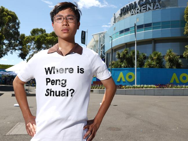 Peng Shuai supporter Max Mok. Picture: Michael Klein