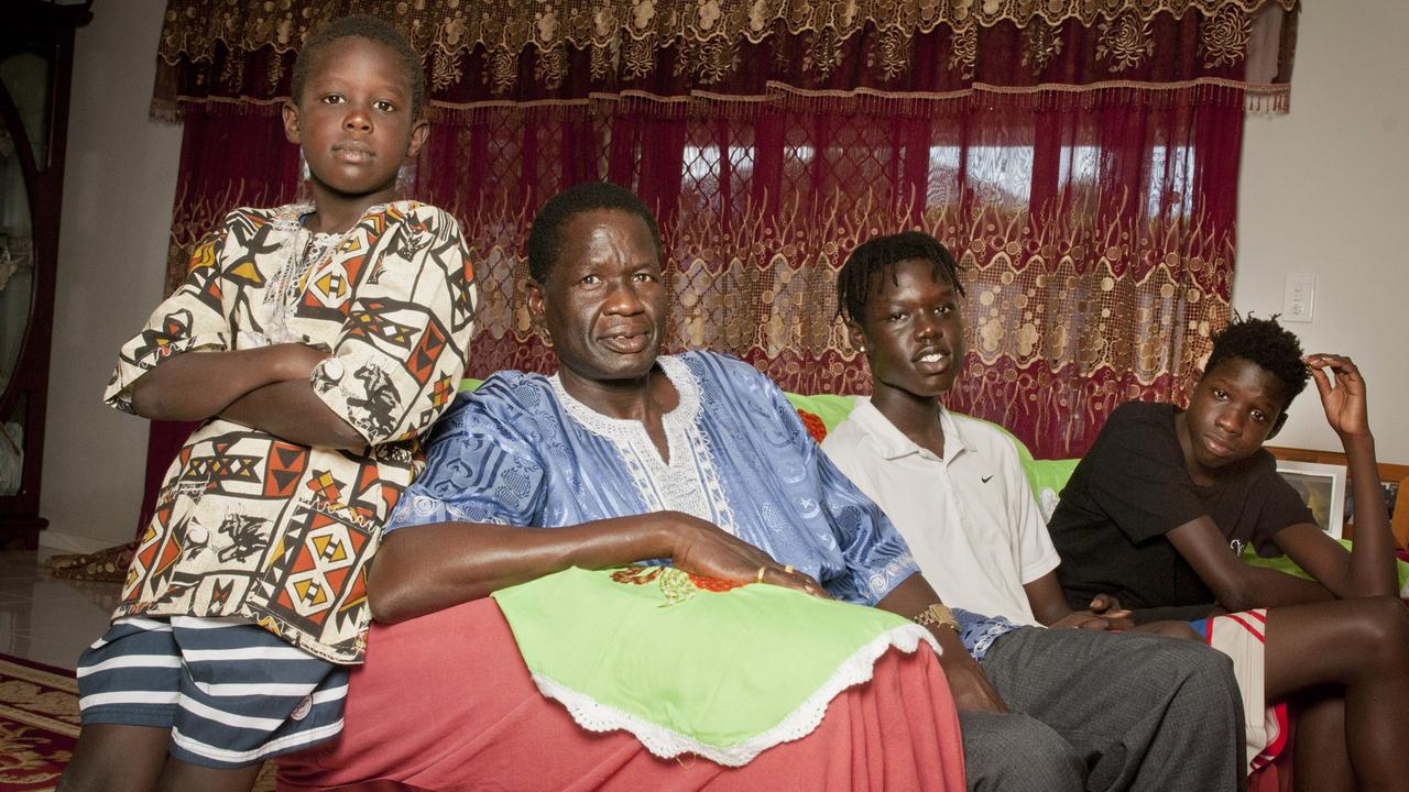 Anyuon Liai with sons (from left) Liai Geng, Geng Geng and Keer Geng. Picture: Robert Shakespeare.