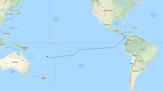 They sailed from Cartagena, Colombia to Fiji. "I have sorted out the tracking on our satellite phone. You can see where we are at any time by following this link,” the blog reads.