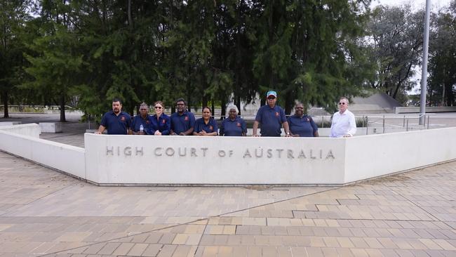 The Board of the Aboriginal Areas Protection Authority at the High Court in Canberra in December 2023. Picture: AAPA