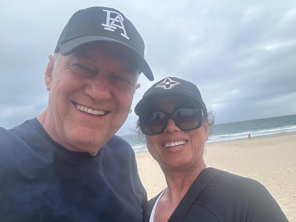 Jimmy Barnes with wife Jane, post heart surgery. Picture: Twitter