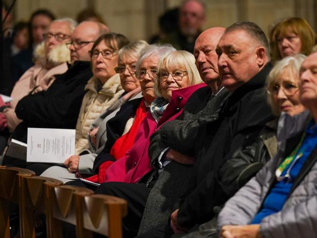 YORK, ENGLAND - NOVEMBER 30: Members of the congregation attend a service for the Reverend Canon Stephen Race as he is consecrated as the new Bishop of Beverley during a service in York Minster on November 30, 2022 in York, England. The Reverend Canon Stephen Race, currently serves as Rector of The Benefice of Central Barnsley in the Anglican Diocese of Leeds and also Area Dean of Barnsley. The Archbishop of York, Stephen Cottrell, lead the service. (Photo by Ian Forsyth/Getty Images)