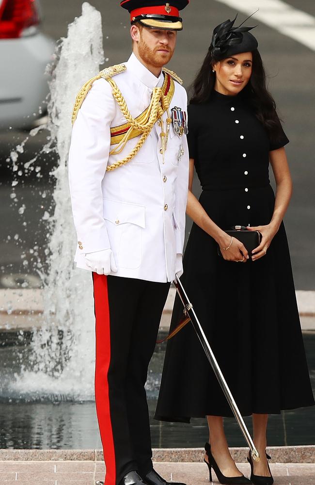 Prince Harry was dressed in the military uniform of the Royal Horse Guards and 1st Dragoons cavalry regiment. Picture: Ryan Pierse/Getty Images